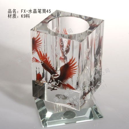 FX-水晶笔筒45 惠州奖牌制作, 惠州水晶奖杯, 惠州水晶奖牌, 惠州水晶内雕, 惠州水晶工艺品 