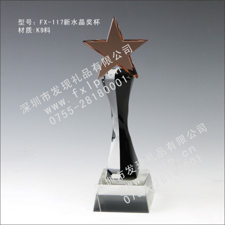 FX-117新水晶奖杯 深圳五角星奖杯厂,深圳哪里的五角星奖杯最好,深圳五角星奖杯工厂,制作深圳五角星奖杯,高档深圳五角星奖杯